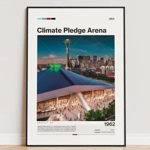 Climate Pledge Arena Poster, Sports Poster, Hockey Fan Gift Print