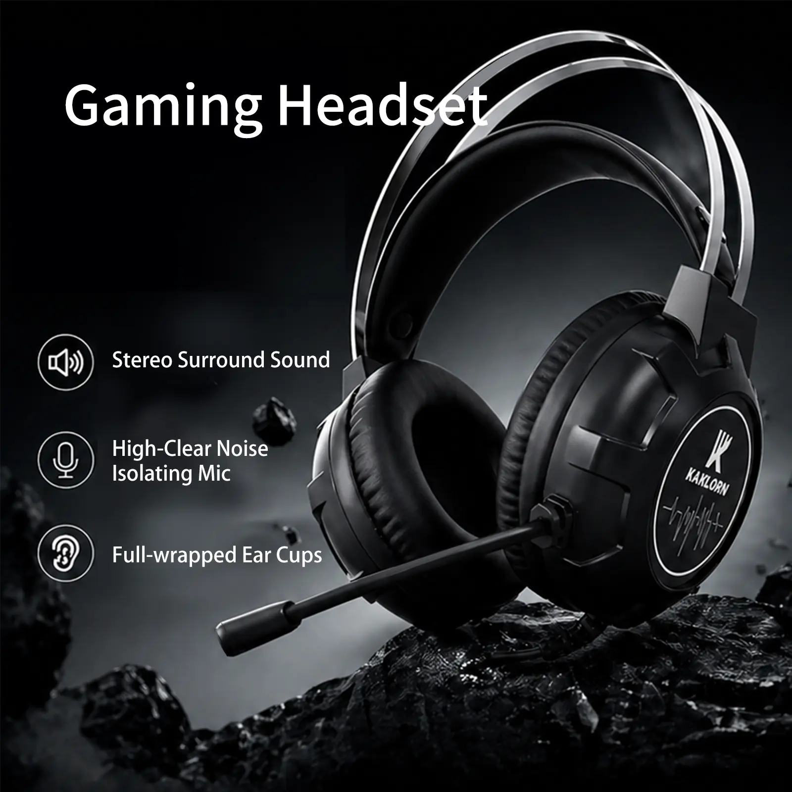 PC Gaming Headset with Stereo Surround Sound, High-Clear Noise-Isolating Mic, and Full-Wrapped Ear Cups for Enhanced Audio Experience Over memory foam cushion