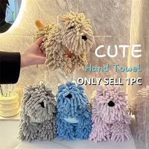 Meet The Cutest Sink Companion | Ultra-Soft Shaggy Dog Chenille Hand Towel
