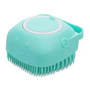 Pet Bath Massage Brush Puppy Dog Cat Grooming Cleaning Soft (Blue)
