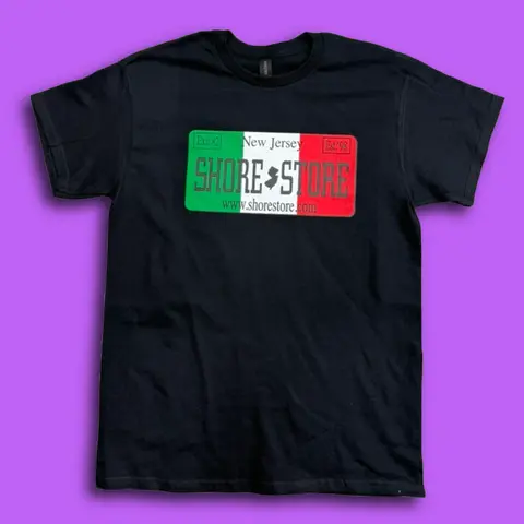 Shore Store Men's Classic Italian Flag License Plate Gag Cotton Jersey Shirt - Exit 82 Nod, Unisex Short-Sleeve Round Neck Athletic All-Seasons Boardwalk Vibe Casual Top (3XL,4XL,5XL) Black Soft Menswear