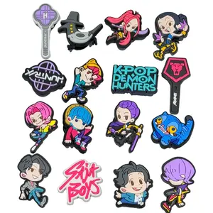 Cute Demon Hunters Croc Shoe Charms for Kids Boys Girls Women Men PVC Wristband Sandals Clog Accessories Party Favor with Dragon and Character Designs