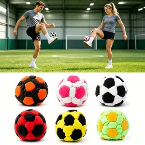 32 panel spiral footbag,soft kick bag ball,soccer foot coordination trainer,sports practice accessory,woven footbag,agility training tool,fabric juggling bag,foot dexterity accessory,panel stitched footbag,pellet filled kick bag