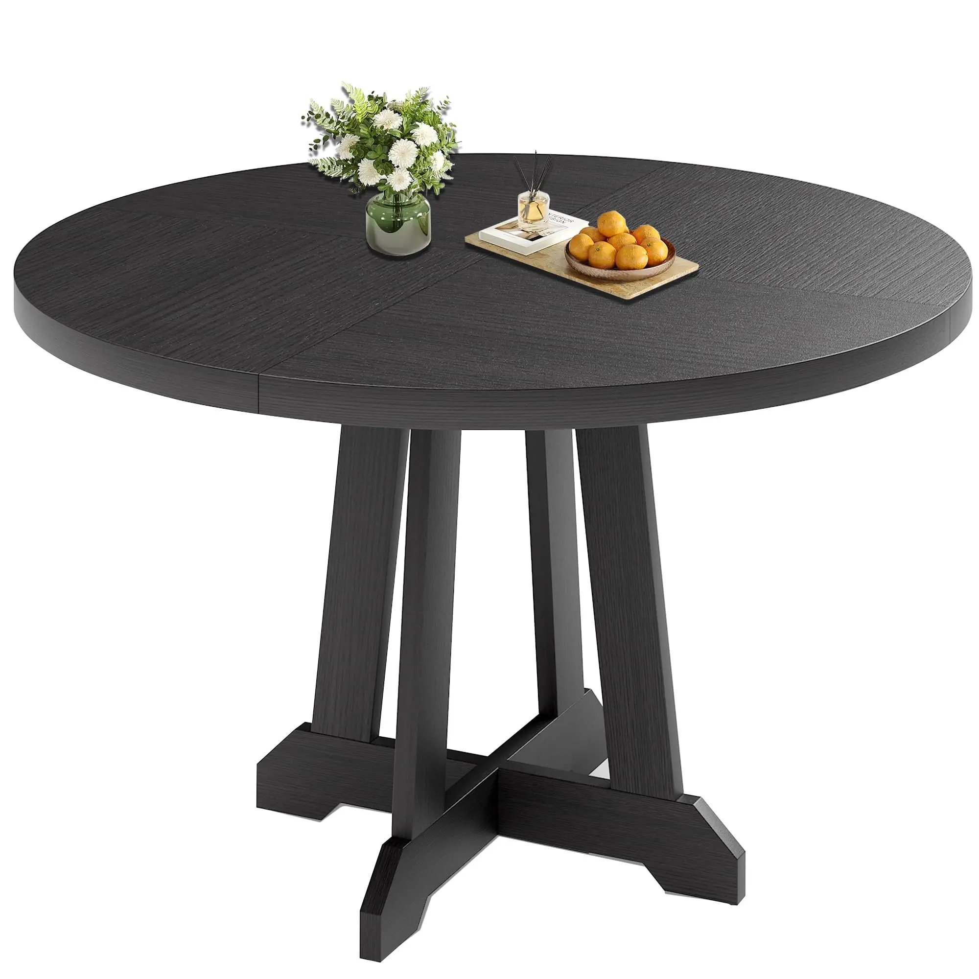 Garvee Mesa de Comedor Redonda de Madera de 47 Pulgadas para 4 – Mesa de Cocina Moderna de Granja con Patas Resistentes, Ideal para Comedor y Sala de Estar (Gris Claro)