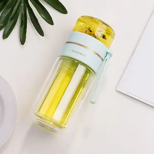 Glass Water Bottle with Tea Infuser Filter Tea Separation Double Wall Glass Bottle Leakproof Water Bottle Does not apply