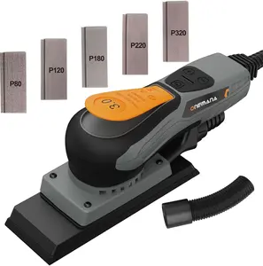 Sheet Sander 350W Brushless by ONEMANA, Square Base Orbital Sander with 6 Variable Speed, Electric Palm Sander with Dust Collection, Low Vibration for Woodworking Corners & Edges