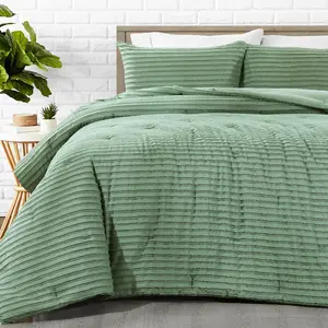 Boho Comforter Set 120x120, Sage Green Tufted Jacquard Geometry Bedding Comforter for  Bed, Shabby Chic Bed Sets with 2 Matching Pillow Cases