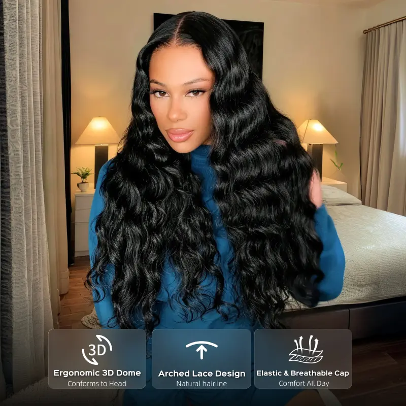 [13x6 GLUELESS WIG] Megalook Bohemian Curls Glueless Transparent Lace Frontal Wigs Pre-everything Pre-plucked Natural Hairline Put on Go Wig With Drawstring Band