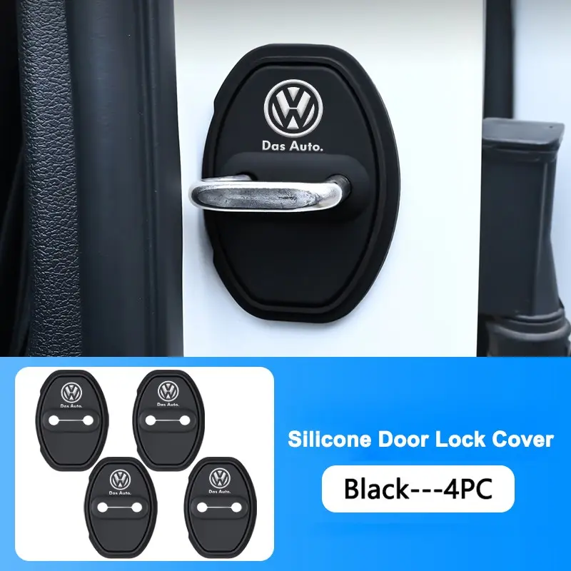 4pcs Silicone Car Door Lock Cover Protection Stickers, Fits Volkswagen Vw Gti R Golf 7 5 4 Polo Tiguan Passat Jetta, Durable & Stylish, Stickers For Cars, Car Decals, Car Lock Covers, Automotive Decals
