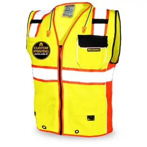 KwikSafety SUPREME Safety Vest (10 Pockets) Class 2 ANSI Tested OSHA Compliant Hi Vis Reflective Surveyor - Model No.: KS3317
