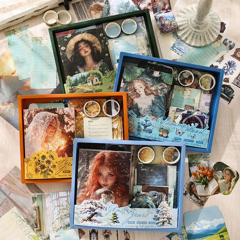Vintage Girl Pattern Scrapbooking Paper Set, 124pcs/set Scrapbooking & Journal Making Material Paper, DIY Decorative Paper for Scrapbooking & Journal Making, Scrapbook Materials, Handmade Crafts