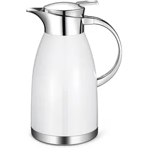 Thermal Coffee Carafe (64 Oz), 18/8 Stainless Steel Insulated Coffee Carafe - Elegant, Double Walled Vacuum Flask for Tea, Water and Coffee