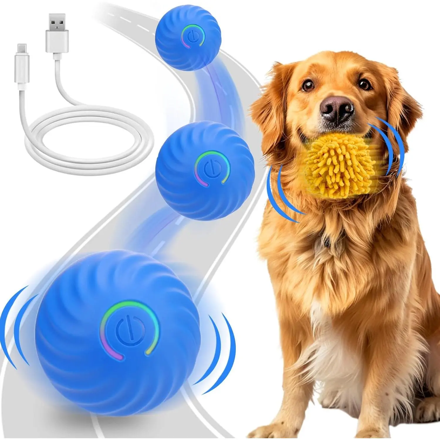 Interactive Dog Toys,Shaky Ball Toy for Dogs, Vibrating Dog Ball, Automatic Moving Dog Toy Ball, Vibrating Ball for Dogs ,USB Rechargeable,for cats and dogs