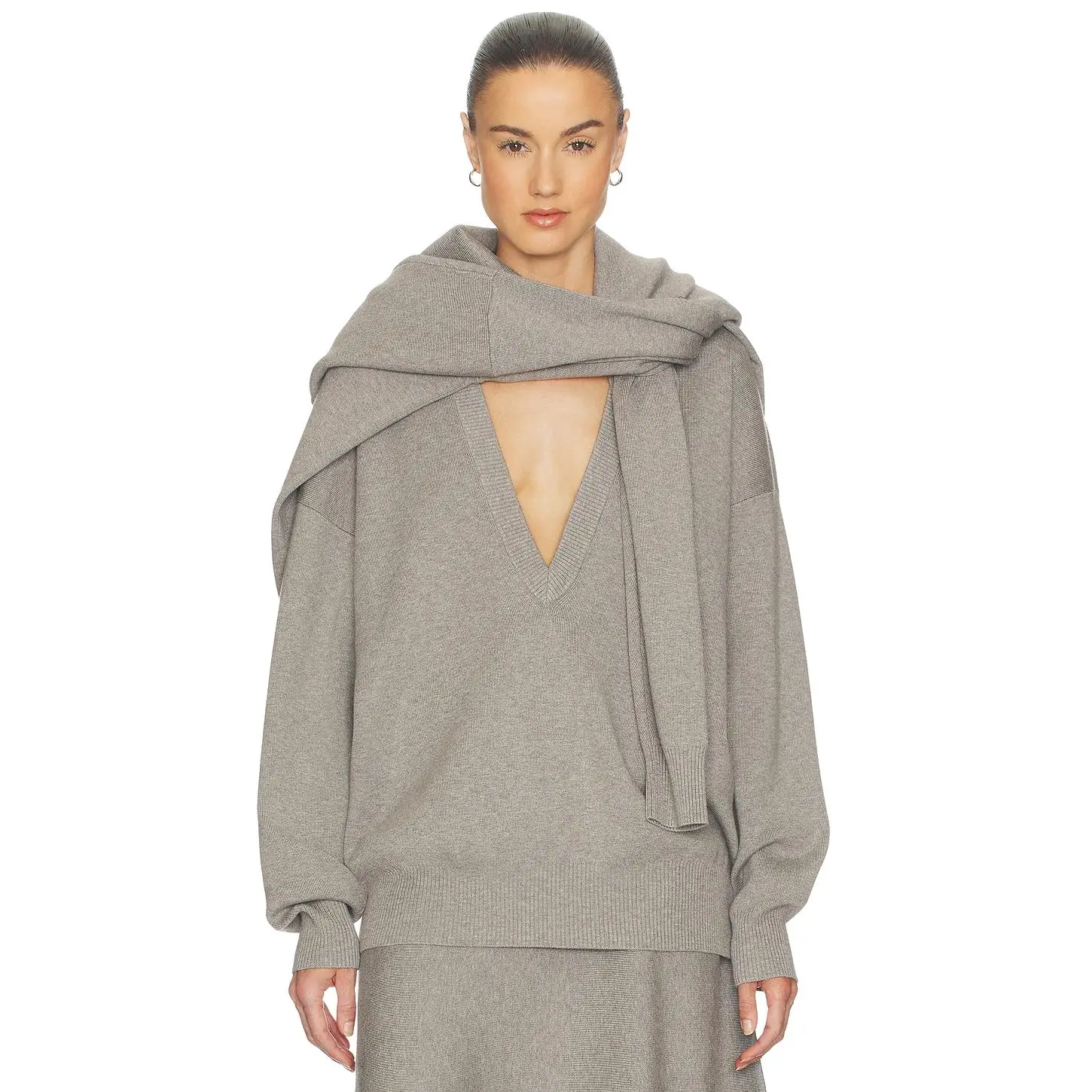 Helsa Xanthe Sweater in Light Grey
