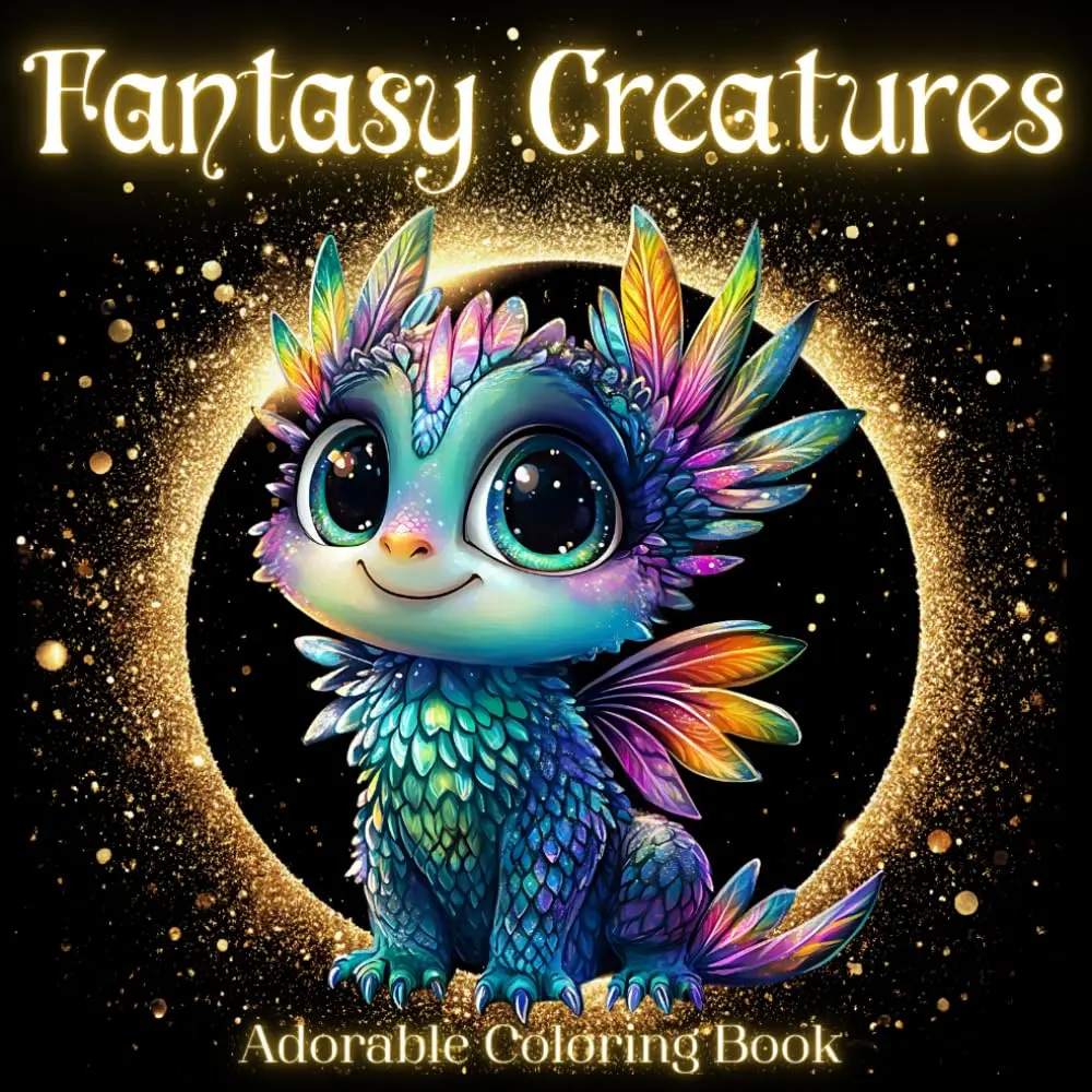 Fantasy Creatures: Relaxing Coloring Book for Adults & Teens, 60 Adorable Magical Creatures