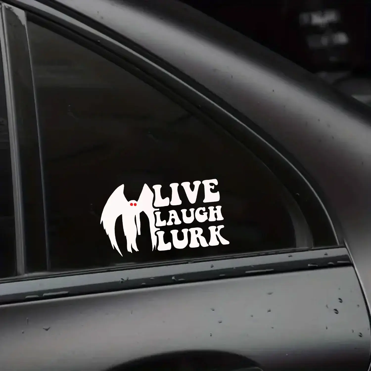 Mothman Live Laugh Lurk Car Decal Vinyl Sticker, Funny Cryptid Horror Sticker for Car Window Laptop Waterproof Durable Outdoor Decor