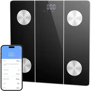 Smart Scale for Body Weight, Digital Bathroom Scale with LED Display, 12 Body Composition Metrics, Body Fat BMI Health Monitor, Bluetooth Sync with Apps, 400lb Capacity, Tempered Glass
