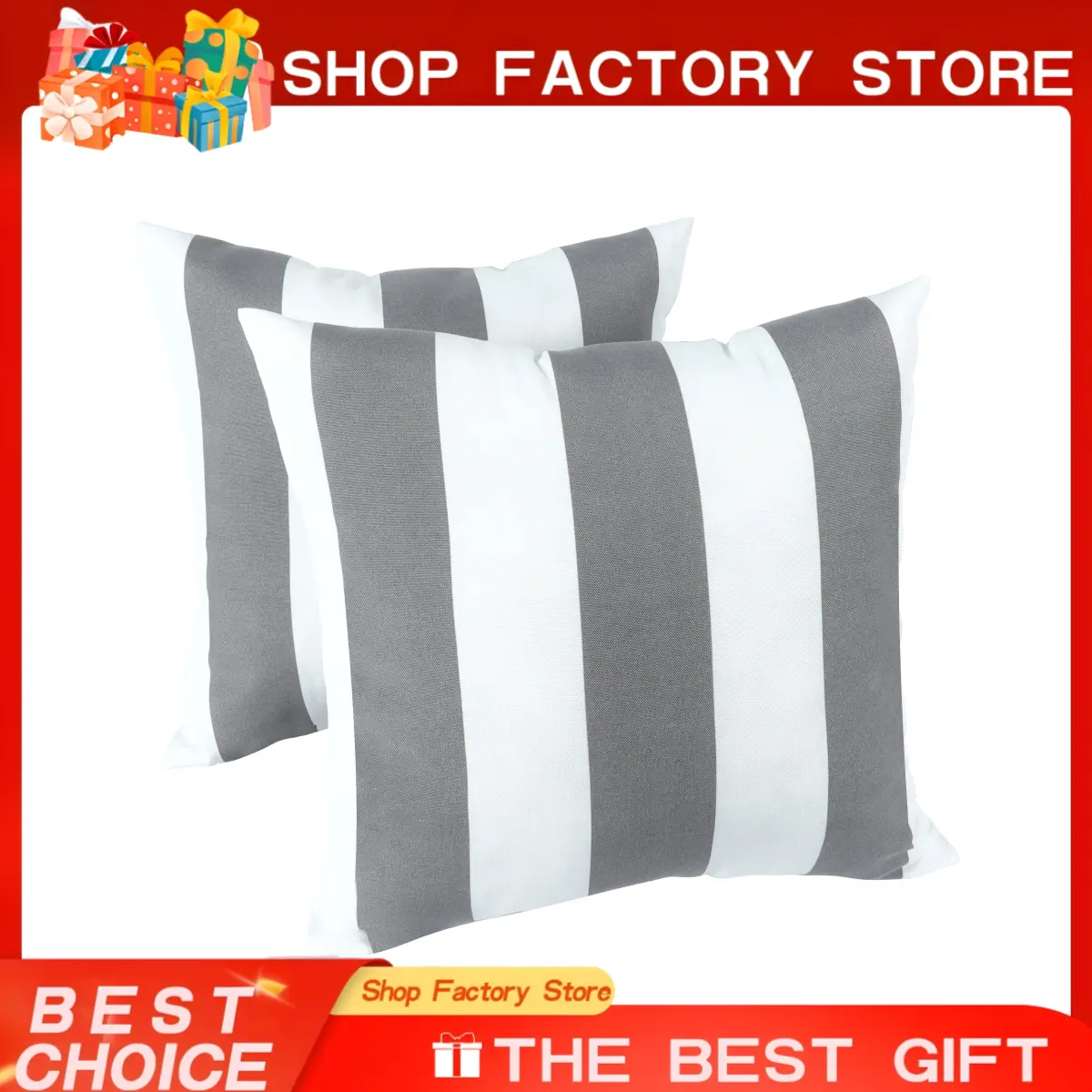2-Pack 18x18in Solution-Dyed Polyester Outdoor Throw Pillows - Waterproof, Weather-Resistant, Fade-Resistant, UV-Protected Patio/Garden Cushions for Porch Furniture Soft Decorative Accents
