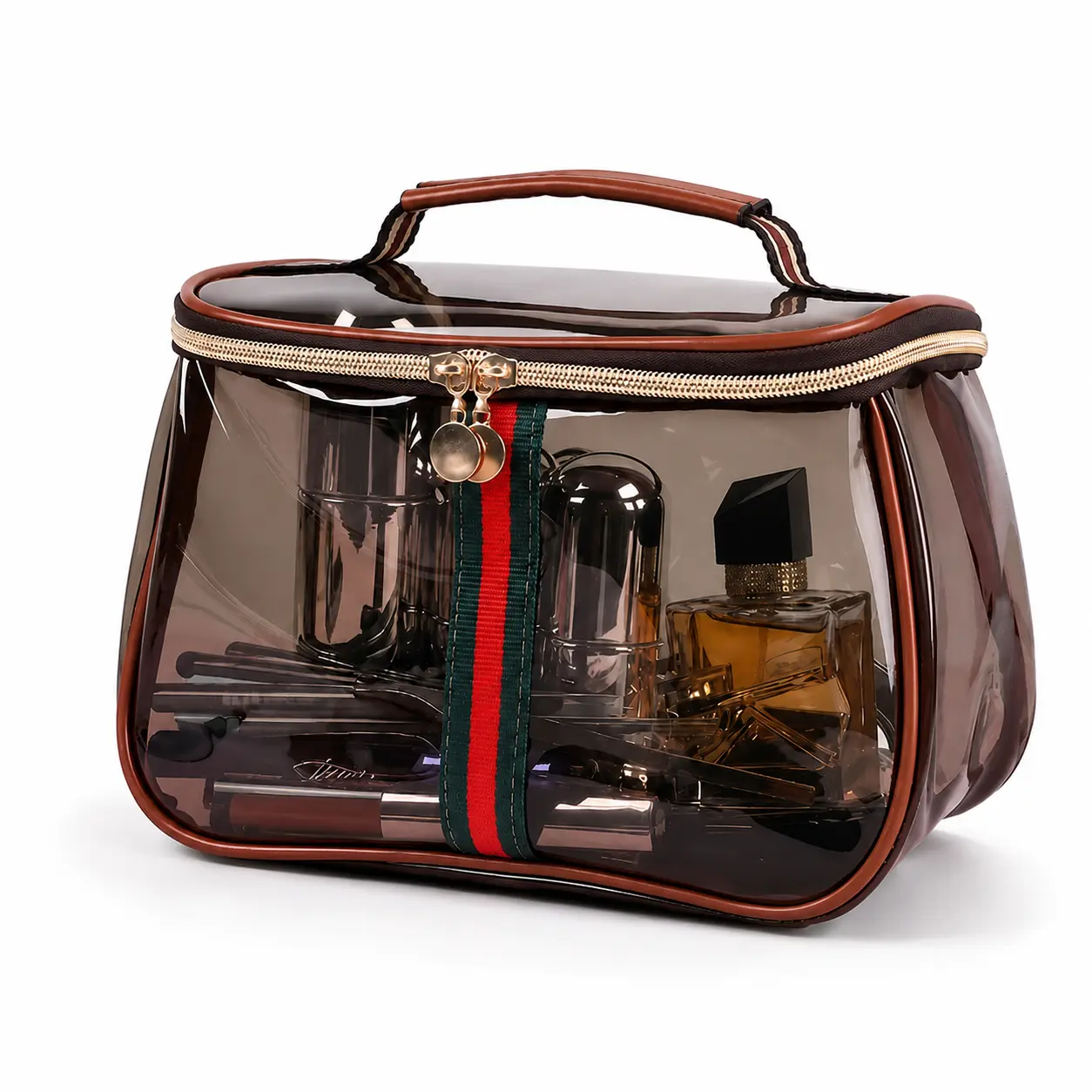 Multifunctional Transparent Cosmetic Bag, Large Capacity Travel Makeup Organizer Bag With Handle, Waterproof Toiletry Storage Pouch For Women