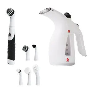 Cordless Power Scrubber Cleaning Brush + Pursonic 300ml Handheld Travel Garment Steamer – Home & Travel Cleaning Essentials