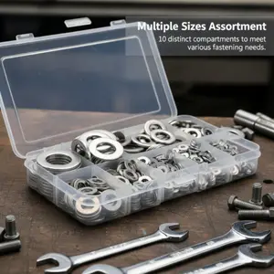 800pcs Boxed 304 Stainless Steel Washers, Flat Washers M2/m3/m4/m5/m6/m8/m10/m12 Combo Set, Durable and Versatile Fastener Accessories