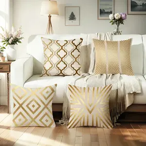 4pcs Stylish Gold-Patterned Pillowcases for Ultimate Comfort Sofa cushion cover home bedroom room decoration Home Textile