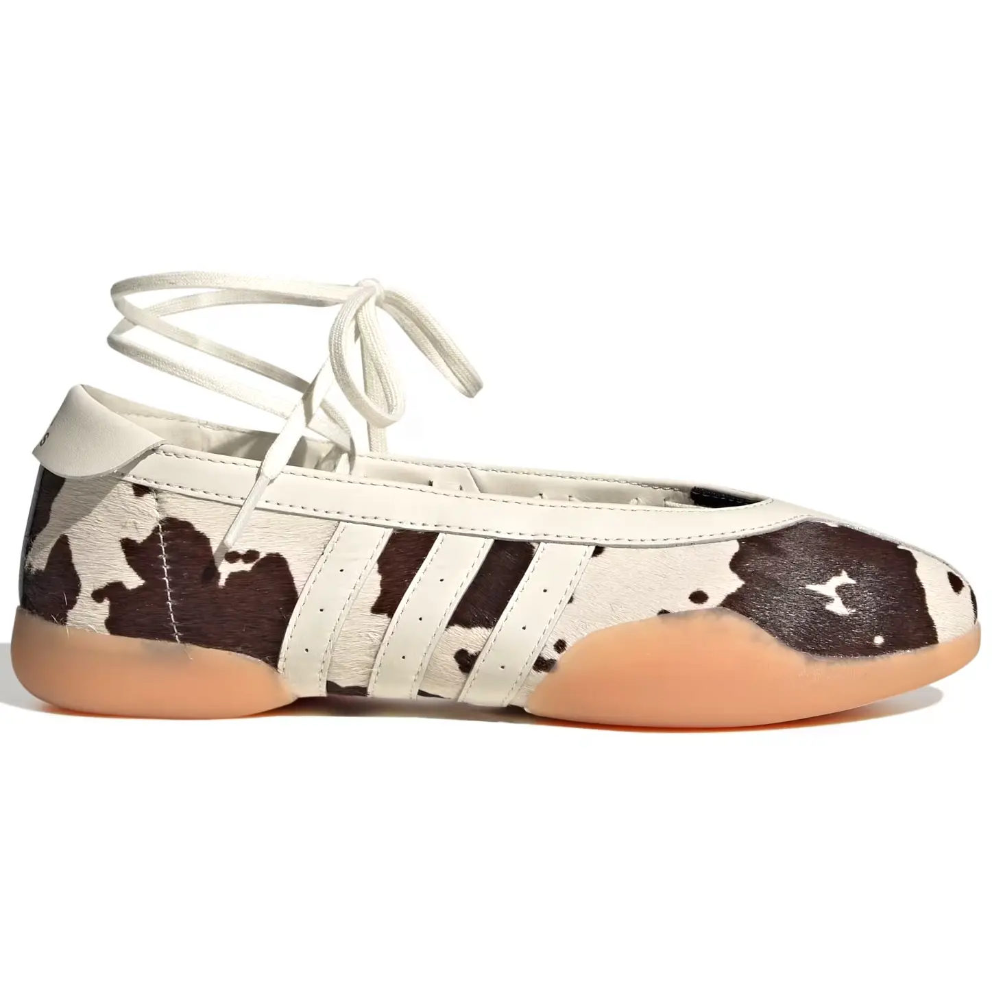Adidas Women's Authentic Taekwondo Mei Cow Print Aurora Coffee Spotted Ballerina-Inspired Non-Eyelet Ballet Flat - Original Black White Brown Comfortable Athletic Trainer Shoes, Spotted Ballet Flats, Ballerina-Inspired Ballet Flats