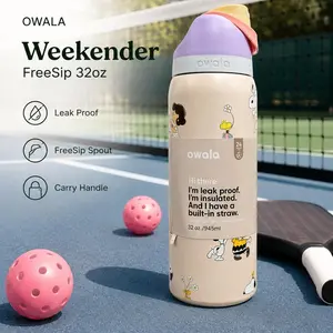 Trendy 2026 Owala FreeSip 32oz Insulated Water Bottle – Keeps Drinks Cold 24H Hot 12H, Stainless Steel, Leakproof Flip Lock Lid, BPA Free, Reusable Sports Travel Gym Bottle with Built-in Straw Design