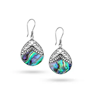Balinese Artisan 925 Sterling Silver Dangling Earring with Abalone