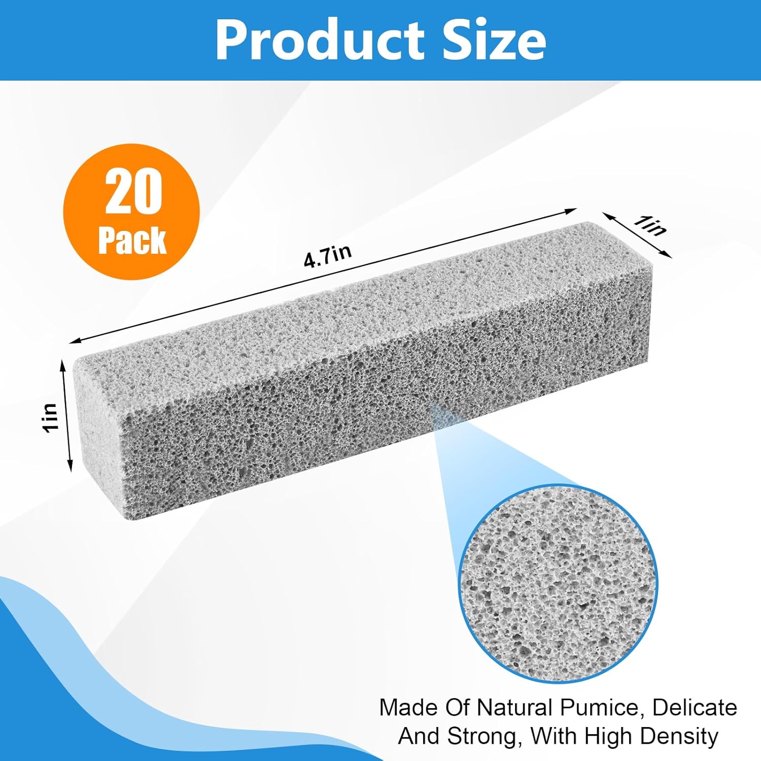 20-Pack Pumice Stone Toilet Bowl Cleaner – Removes Hard Water Rings & Stains, Heavy-Duty Cleaning for Toilets, Bathtubs, Sinks, Grills & Pools (5.9 x 1.4 x 0.9 in)