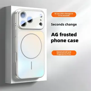 Cosmic Orange Casing Magnetic Phone Case For 17 Pro Max Air 16 Pro Max Hybrid 2 in 1 Glass Camera Protector Matte PC Hard Cover Shockproof