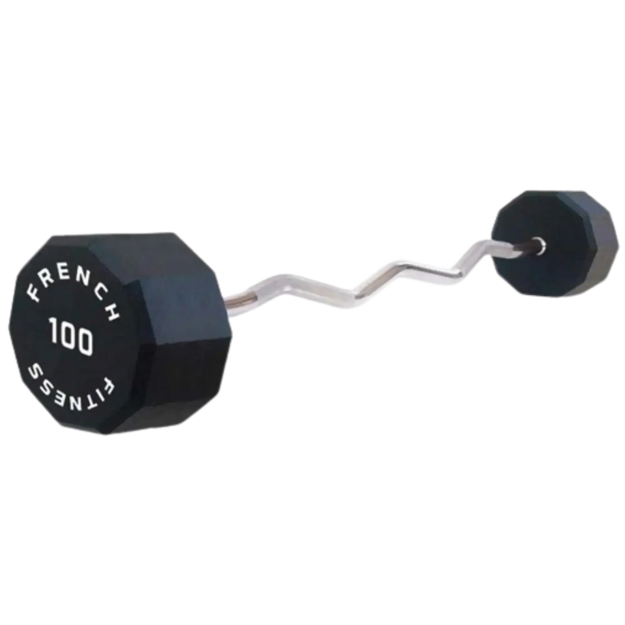 French Fitness EZ Curl Urethane Barbell - 100 lbs Single (New), Workout Equipment for Bar Grip, Bicep Curl Weight Lifting, Bar Grip Weight Lifting, Resistance Training