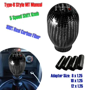 JDM Titanium Neo Chrome Black Red Blue or Real Carbon Fiber 5-Speed Type-R Style Manual Aluminum Shift Shifter Knob Universal