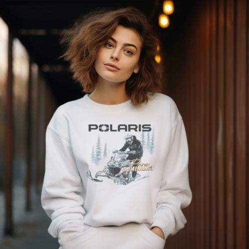 Polaris Snowmobile Long Sleeve Tee Fabric Classic  Breathable Tops Soft Collar Crewneck Print Menswear Day