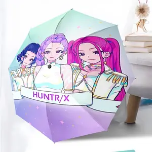 KPop Demon Hunters 49 anime pattern printed new umbrella, 1 self-folding umbrella, portable foldable travel umbrella, outdoor umbrella, Lightweight umbrella, Christmas birthday festival gift