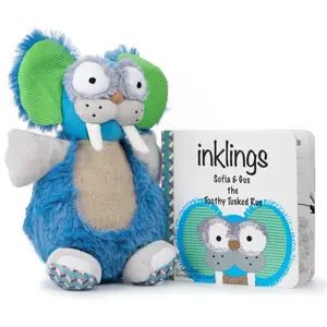 Inklings Baby Gus the Toothy Tusked Bear Soft Toy & Infant Novel Gift Set - Polyester Soft Plush, Textured, Vibrant, Unisex, Ideal for 12-18 Mths Babies, 12-18Mths