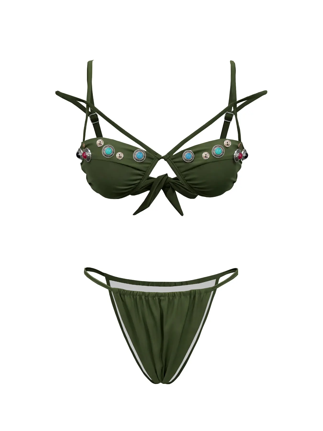 2026 New Women’s Push-Up Micro Bikini Two-Piece Set — Stylish Strappy Separated Swimsuit with Buttons, Casual Vacation Beach Wear/Swimwear for Hot Springs