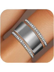 2-Pack 14K Gold Plated Stacking Rings for Oura Ring Gen 4/Gen 3, Cubic Zirconia Simulated oura ring stack Diamond Rings for Women, Stackable Rings