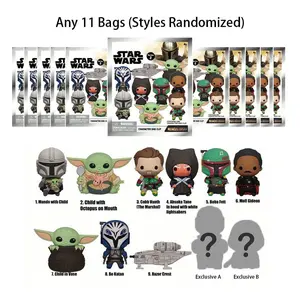 11PCS Officially Licensed By Star Wars 2 Cute Characters Din Djarin Grogu Frog Lady Bo-Katan Kryze Keychain Blind Surprise Bag Random Characters Images Includes 2 Hidden Surprise Birthday Gifts For Family And Friends