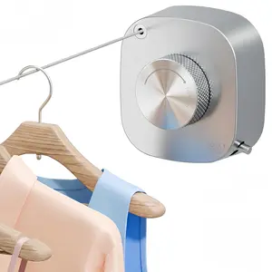 Retractable Clothesline Indoor, 13.8 Ft Non-Sagging Outdoor Clothes Line, Rustproof All Stainless Steel Heavy Duty Clothes Drying Laundry Line, Screw Wall Mounted for Bathroom, Brushed Nickel