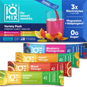 IQMIX Sugar Free Electrolyte Powder Packets - Keto Electrolytes with Lions Mane, Magnesium L-Threonate, Potassium Citrate - Variety Pack (20-Count)