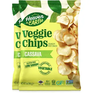Earth Cassava Chips, 5oz (2) Gluten Free |   Non GMO |   Low Sodium |   Thin Crisp Root Snack |   Kosher