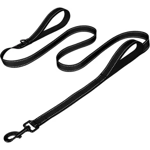 Dog Leash Heavy Duty Sturdy Nylon Fabric for Large Dogs That Pull, Double Handle for Traffic Control, Double-Sided Reflective Leashes for Large Medium Dogs Night Safety, 6FT/1.8M