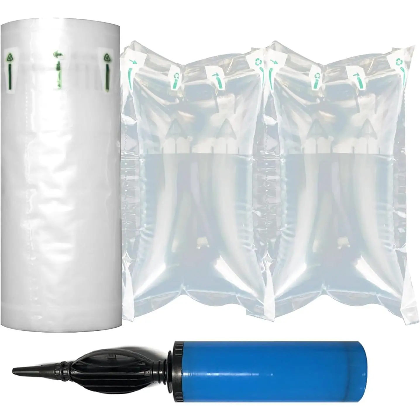 Air Pillows for Shipping, 300 Count Packing Cushion Film with Pump, 4.72" * 7.87" Inflatable Air Packing Bags for Packaging Moving Box Filler, Purse Shape Alternative to Packaging Peanuts