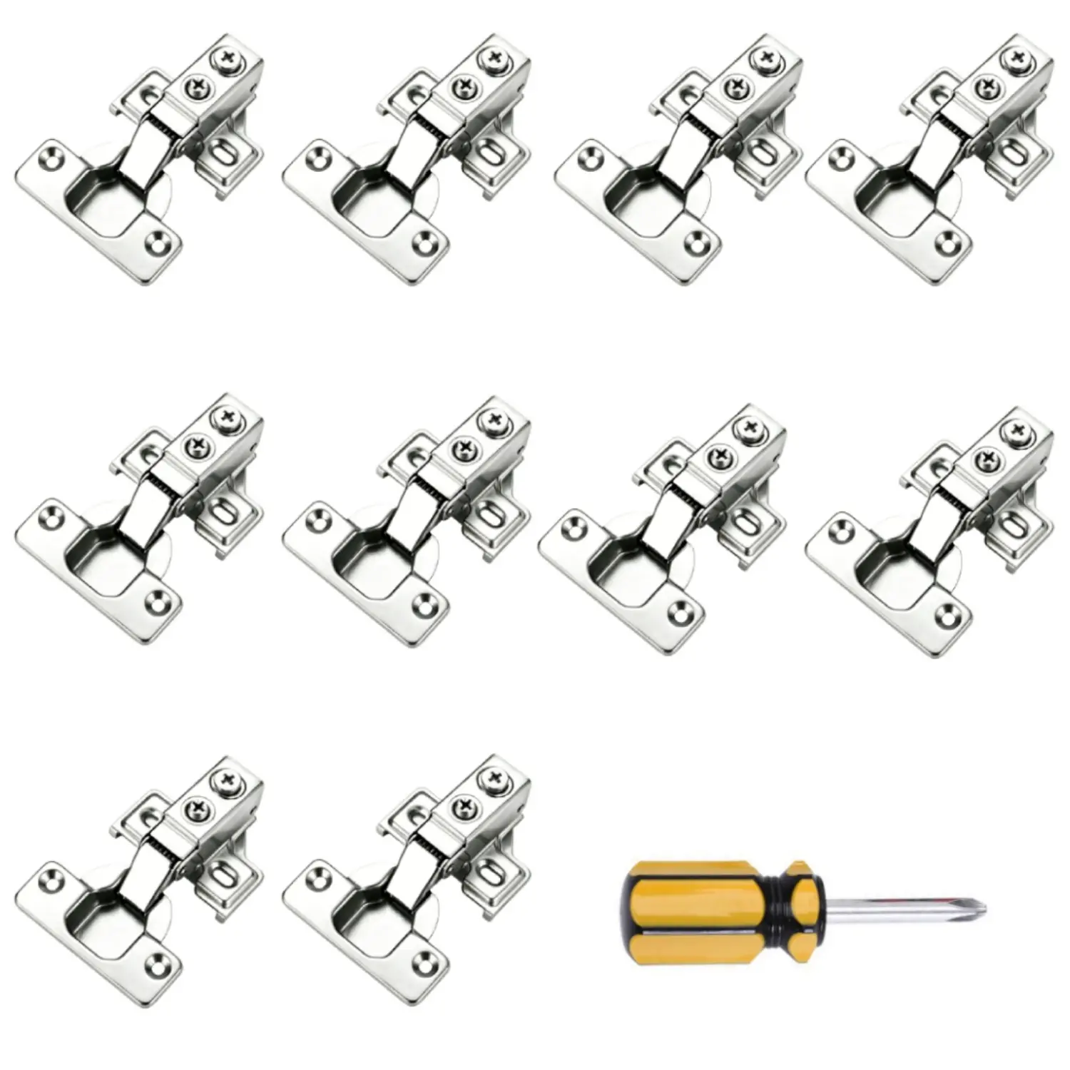 10Pcs Full Overlay Cabinet Door Hinges,105 Degree Satin Nickel, Soft Close Motion, Concealed Cabinet Fit, Solid Adjustable Kitchen Cabinet Hinges, for Face Frame Cabinet - Home Improvement.