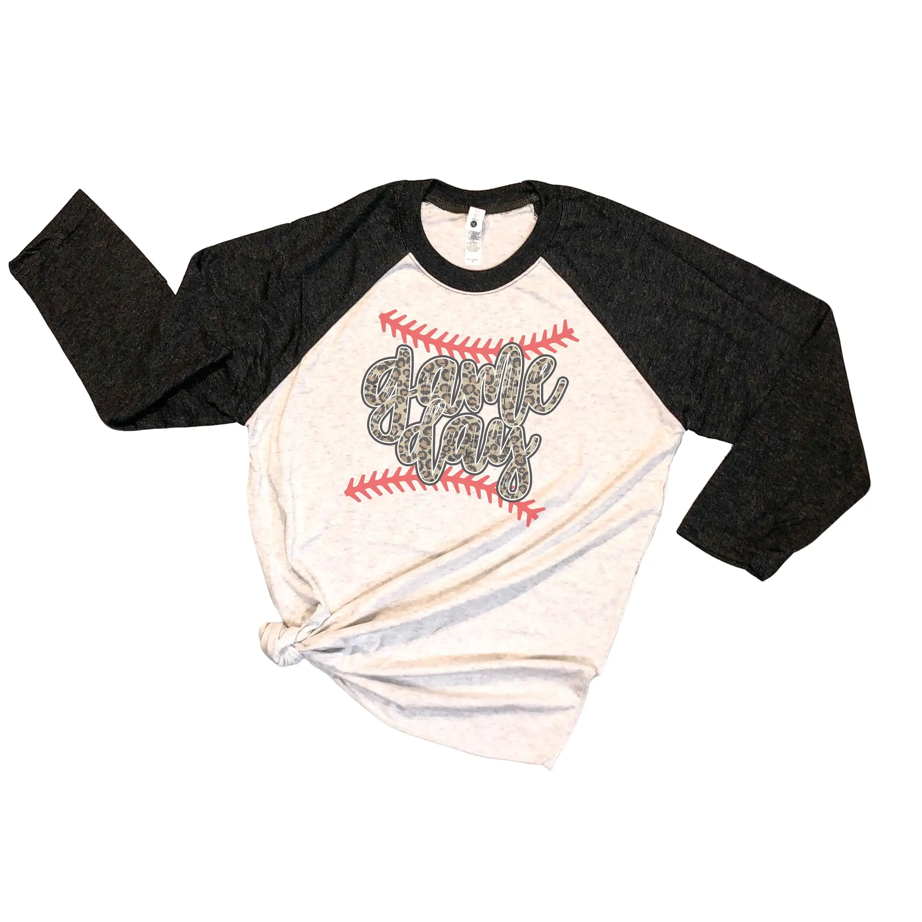 Game Day Leopard Baseball Design 3/4 Sleeve Raglan Baseball Tee / It's Game Day Y'all / Opening Day / Sublimation Design