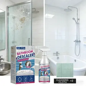 Shower Glass Cleaner Bathroom Foam Spray Limescale Remover Stainless Steel Polish Sink Bathtub Deep Cleaner 2pcs Cloths 60ml