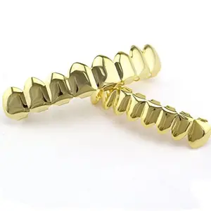 14K Gold Plated HipHop Teeth Grillz Top&Bottom Grill Set