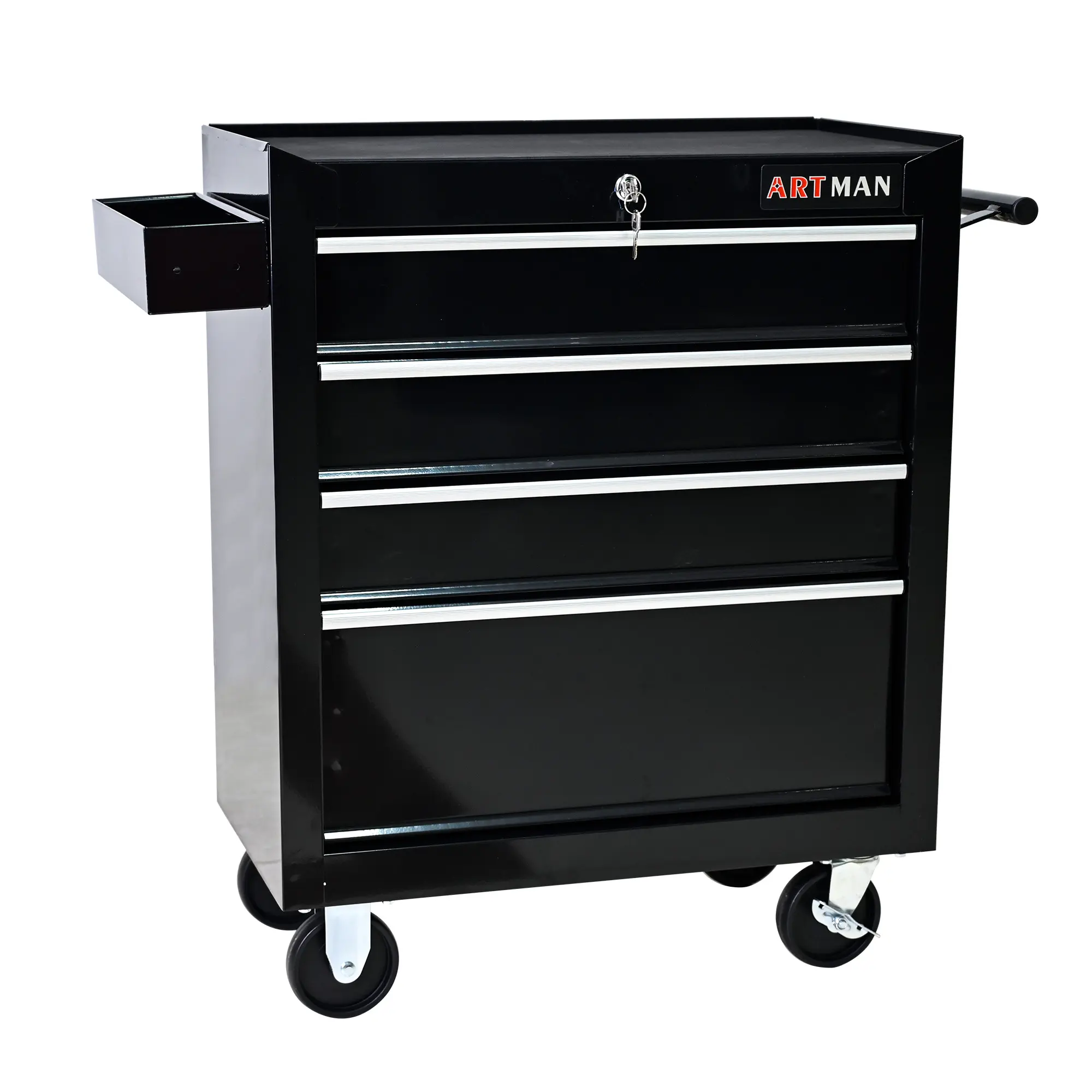 ARTMAN Rolling Tool Chest, 4 Drawer Tool Box with Wheels, Heavy Duty Industrial Service Cart Storage Organizer with Locking System, Rolling Tool Box Organizer Tool Case for Garage, Repair Shop-BLACK