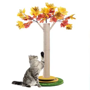 Large natural maple leaf cat tree with sisal-wrapped scratching board. It doesn't take up much space, is wear-resistant and scratch-resistant, and doesn't shed lint. It can be used by cats to climb, rest, and play, protecting your home from scratches.